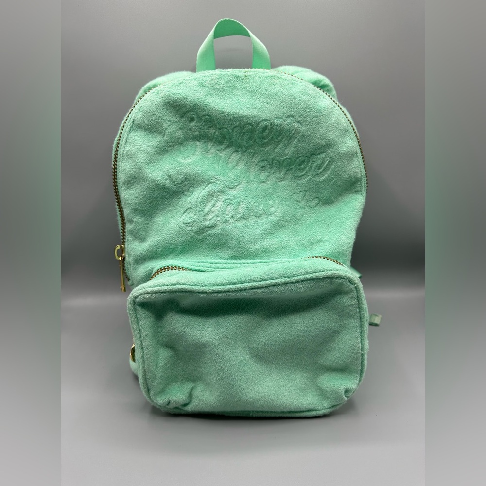Stoney Clover Lane Terry Cloth Embossed Backpack Light Green Mint